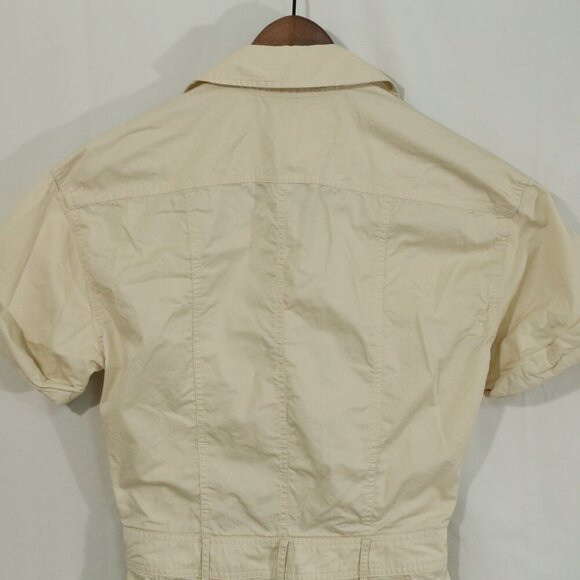 Zara Utility Jumpsuit Beige Short Sleeve Zip Front Size xs - Picture 8 of 10